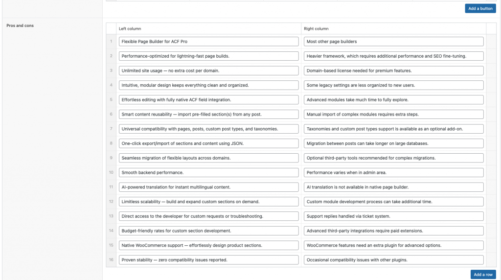 Flexible Pros and Cons add-on Flexible Pros and Cons add-on