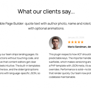 Flexible testimonials / reviews add-on