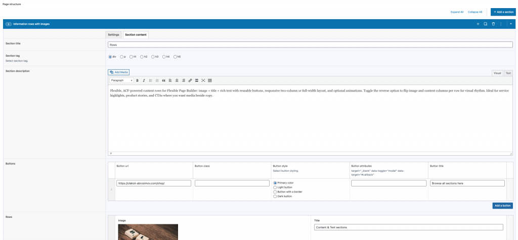Flexible Rows add-on Flexible Rows add-on