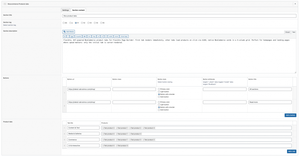 Flexible Woocommerce Products (Tabs) add-on Flexible Woocommerce Products (Tabs) add-on