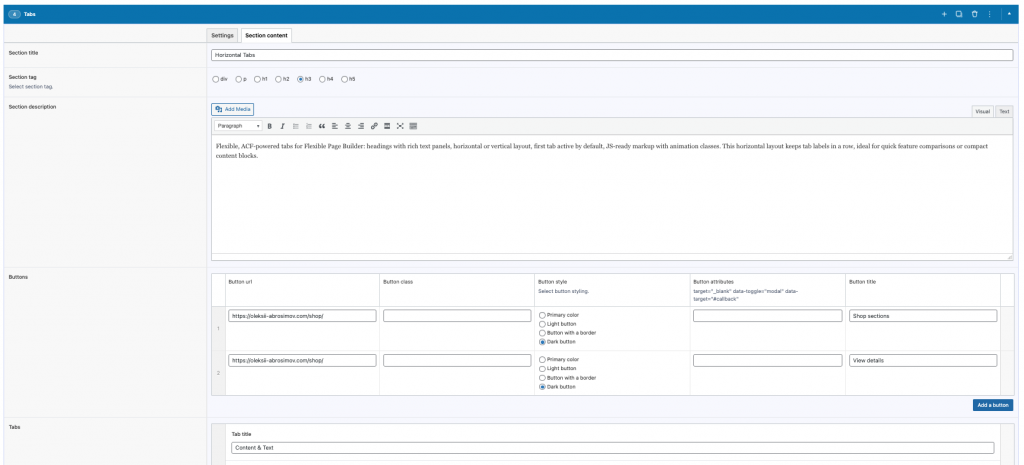 Flexible Tabs add-on Flexible Tabs add-on